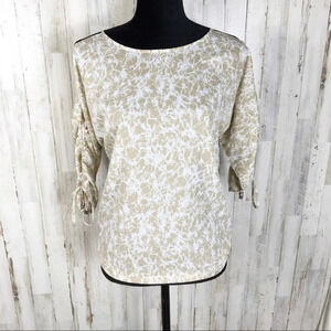 Michael Kors Tie Sleeve Ruched Blouse Top Shirt MK